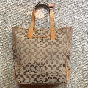 Coach Tan and Brown Signature Tote